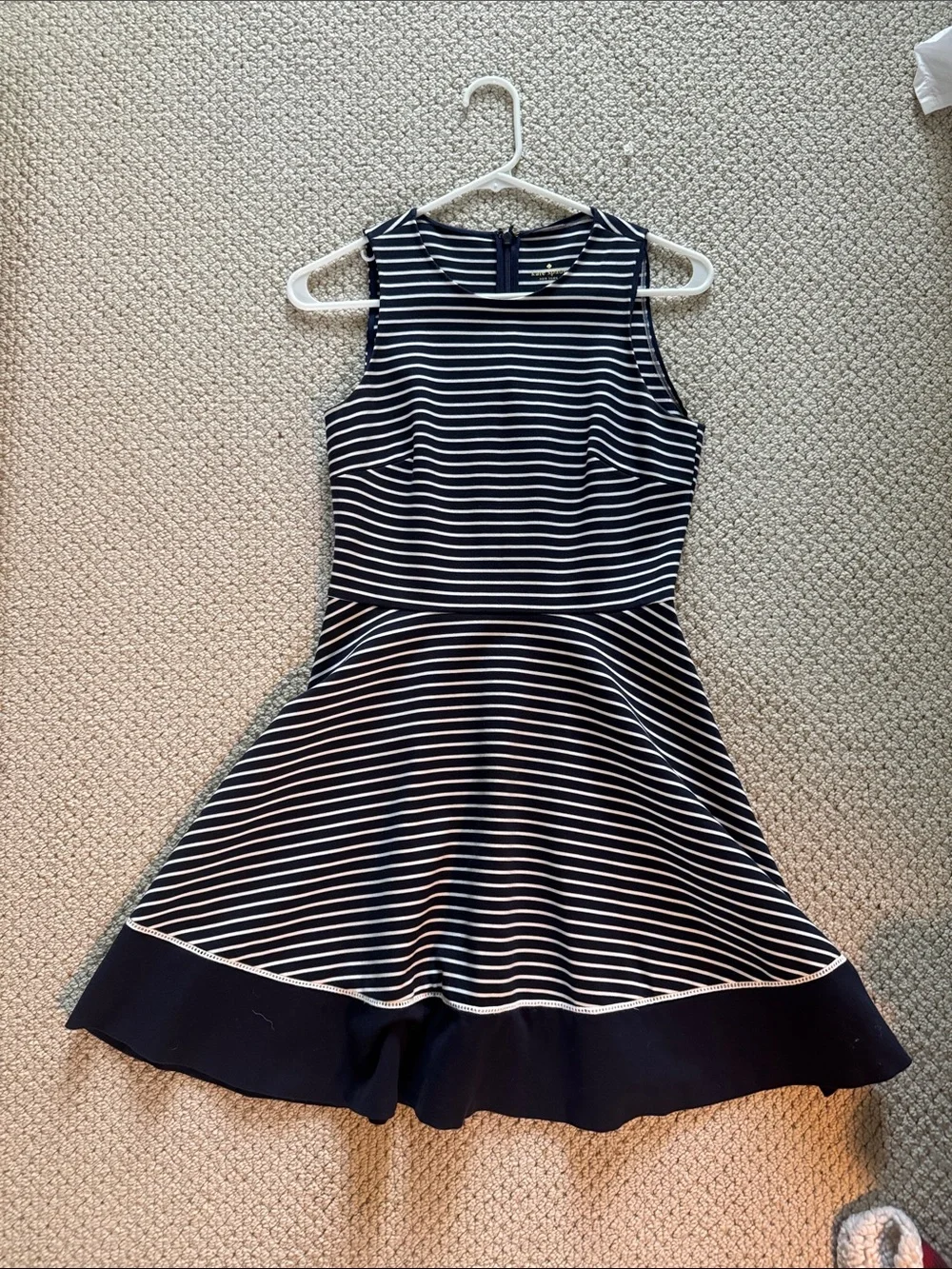 kate spade Navy and White Striped Sleeveless Fit-and-Flare Dress